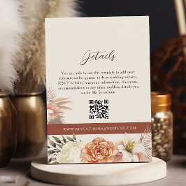 Rustik höstbröllops QR-detaljkort Tilläggskort
