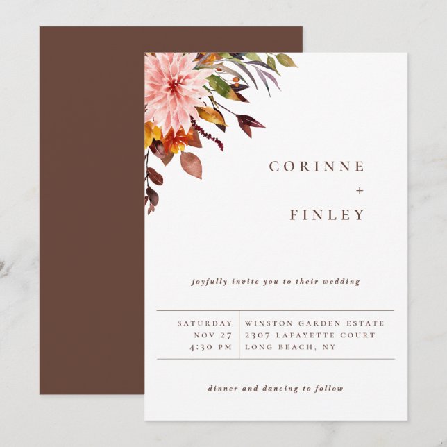 Rustik höstbukett bröllop meddelande (Fram/baksida)