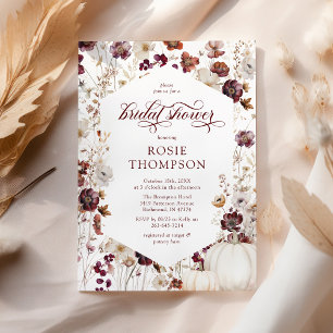 Rustik höstens bröllopsfest för pumpkin wildflower inbjudningar