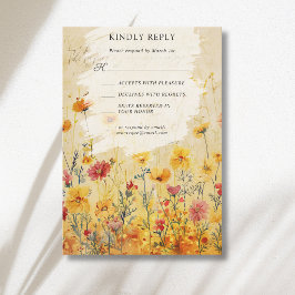 Rustik Höstfärgad Blomsteräng Bröllop OSA Kort