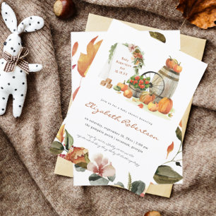 Rustik höstinbjudan till baby shower med pumpa inbjudningar