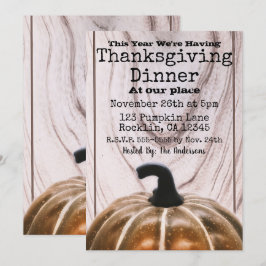 Rustik höstlig höstpumpa tackgivningsmiddag inbjudningar