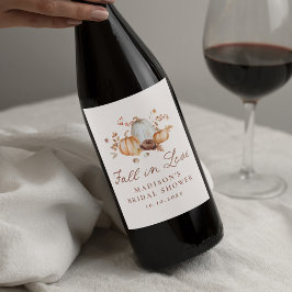 Rustik Höstlig Kärlek Pumpa Blommig Bröllopsfest Vinflaska Etikett