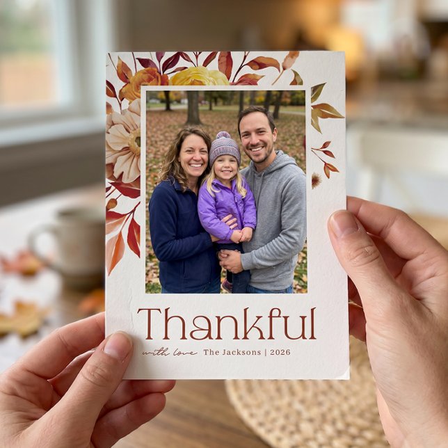 Rustik höstlig lövverk Thanksgiving-fotografi Julkort (Skapare uppladdad)