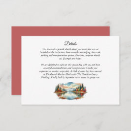 Rustik höstlig sjösidans skogbröllop tilläggskort