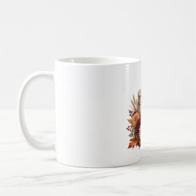 Rustik Höstljusstake Blommig Centerdel Kaffemugg (Vänster)