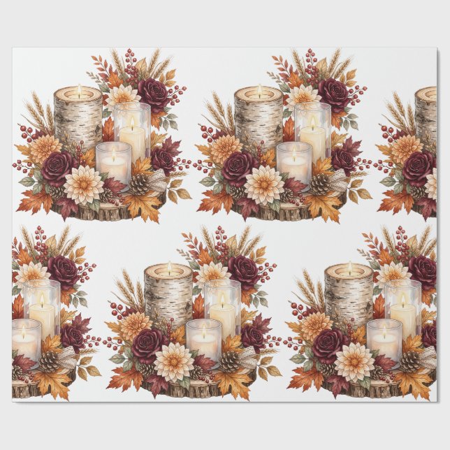 Rustik Höstljusstake Blommig Centerpiece Presentpapper (Platt)