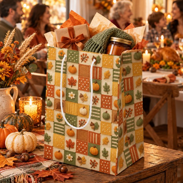 Rustik Höstpatchwork Pumpa Thanksgiving (Skapare uppladdad)