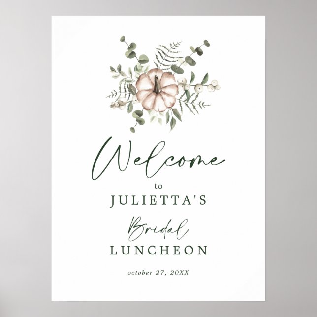 Rustik Höstpumpa Bröllops Lunch Välkomstskylt Poster (Framsidan)