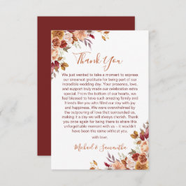 Rustik höstros och krysantemum höstbröllop tack kort