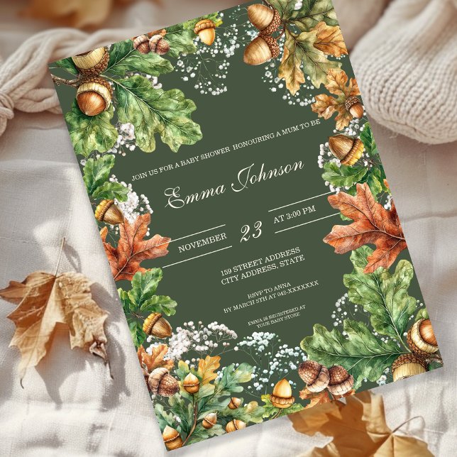Rustik höstskogs-baby shower-inbjudan inbjudningar (Skapare uppladdad)