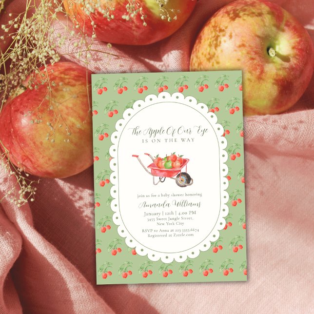 Rustik Höstskörd Äpple För Ögonen Babyfirande  Inbjudningar (Rustic Fall Harvest Apple Of Our Eye Baby Shower Invitation)