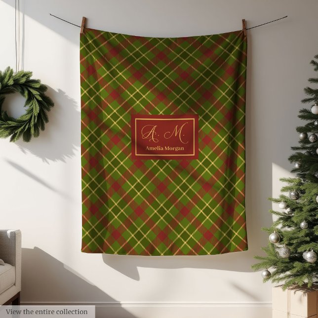 Rustik hösttartanfilt Personlig gård  Fleecefilt (Rustic Fall Tartan Blanket Personalized Farmhouse Style)