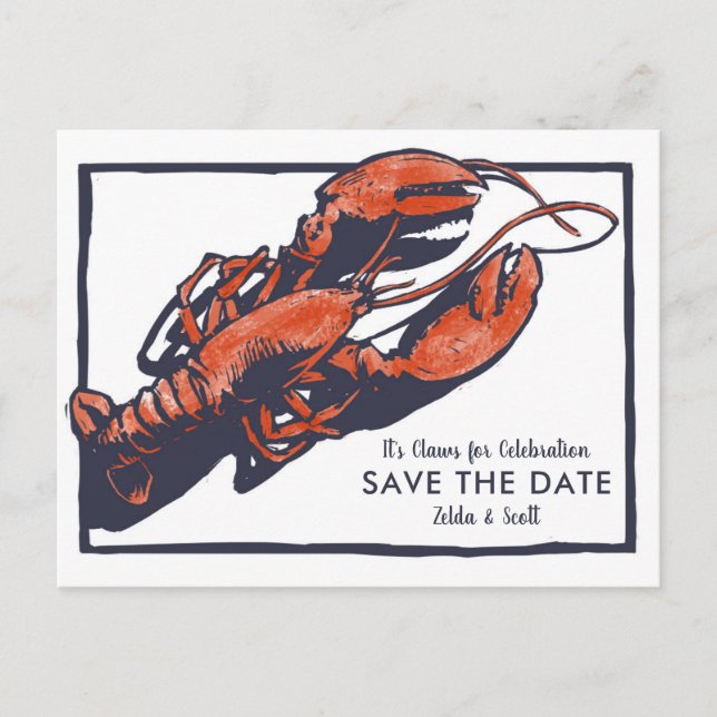 Rustik hummer bröllop Save The Date Meddelande Vykort (Framsida)