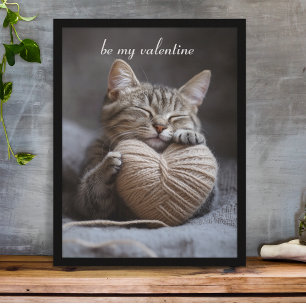 Rustik Hygge Alla Hjärtans Dag Randig Katt Knuffan Poster