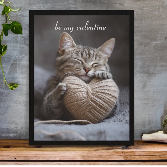 Rustik Hygge Alla Hjärtans Dag Randig Katt Knuffan Poster (Skapare uppladdad)
