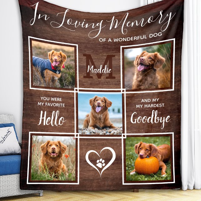 Rustik i Loving Memory 5 Photo Pet Memorial Fleecefilt (Skapare uppladdad)