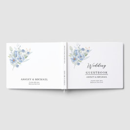 rustik illustration med akvarell blå blomsterbuket gästböcker