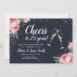 Rustik inbjudan till 25-årsjubileum med blommor