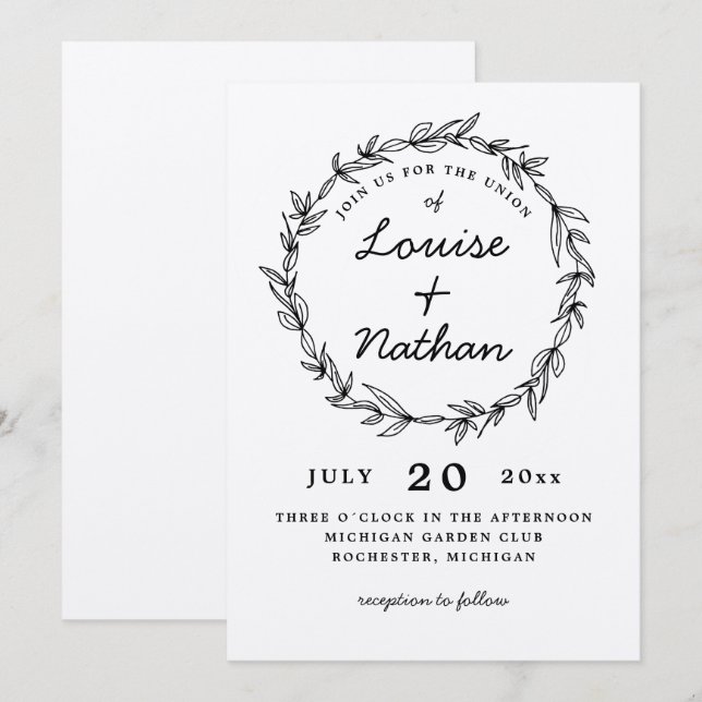 Rustik inbjudan till andningsbröllop (Fram/baksida)