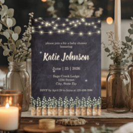 Rustik inbjudan till baby shower med murkla och kr
