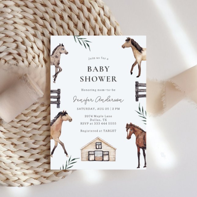 Rustik inbjudan till baby shower på hästgård (Skapare uppladdad)