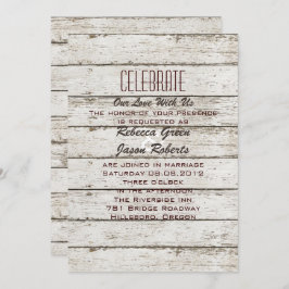 rustik inbjudan till bröllop med gammalt ladanträ