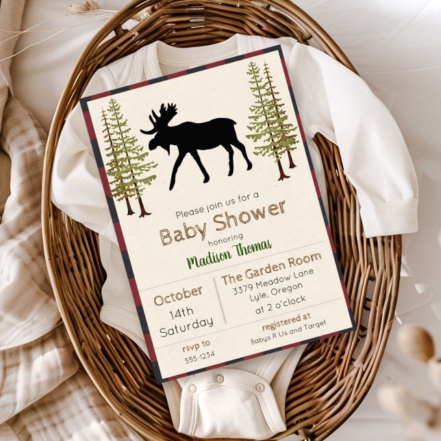 Rustik inbjudan till moose baby shower för pojke (Skapare uppladdad)