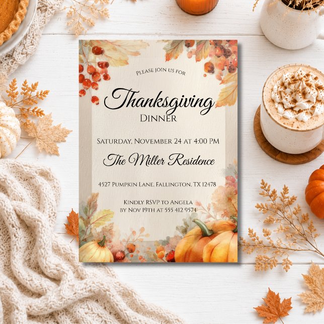 Rustik inbjudan till Thanksgiving-middag (Skapare uppladdad)