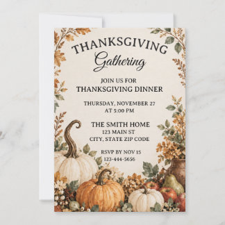 Rustik inbjudan till Thanksgivingmiddag på bondgår