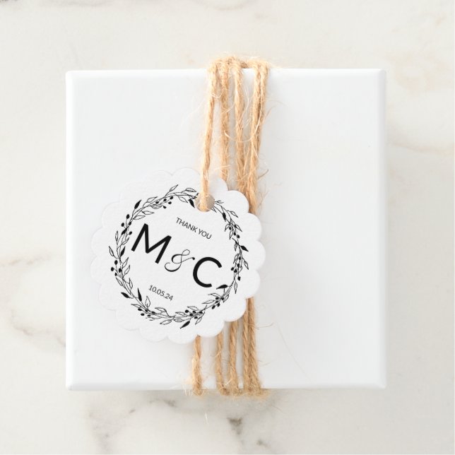 Rustik Initialer Gåvor Etiketter (På plats)