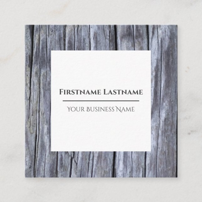 Rustik inredingsdesign av grått-virke fyrkantigt visitkort (Framsida)