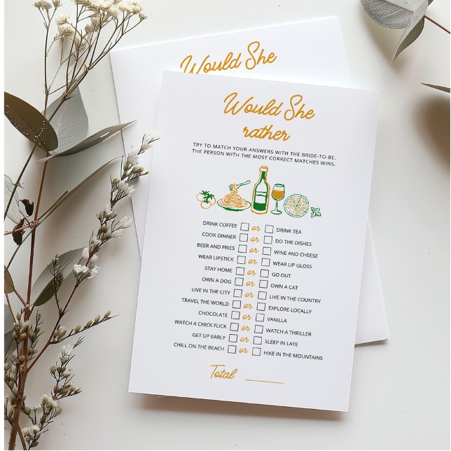 Rustik italiensk handritad 'Would She Rather'-lek (Skapare uppladdad)