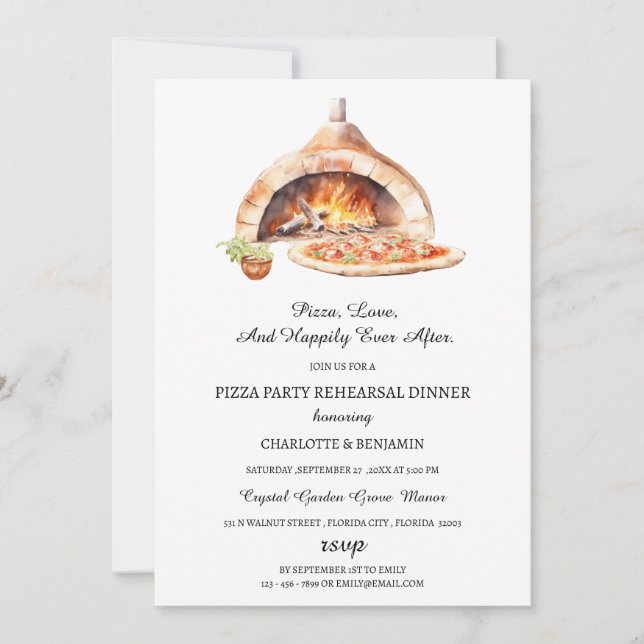 Rustik Italiensk Pizzafest Övningsmiddag Inbjudningar (Framsida)