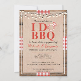 Rustik Jag Gör BBQ Förlovningsfest Par Bröllopsdus Inbjudningar