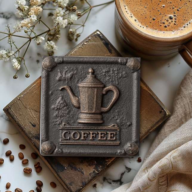 Rustik järnsten kaffekanna underlägg papper kvadrat (Skapare uppladdad)