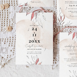 Rustik jordnära akvarell blommande bröllop spara datumet