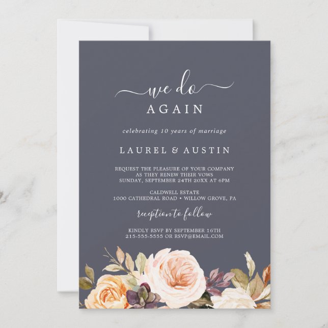 Rustik jordnära blommig lila Vi Gör Igen Förnyelse Inbjudningar (Framsida)