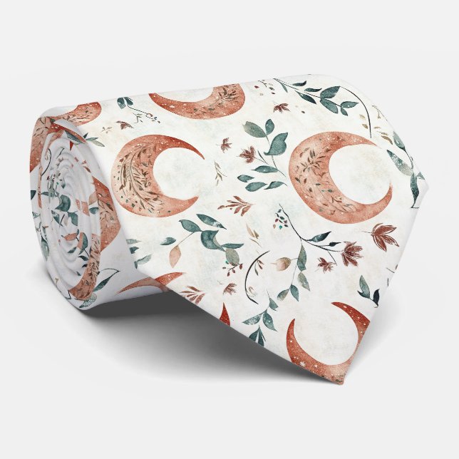 Rustik jordnära boho mån floral mönster slips (Rullad)