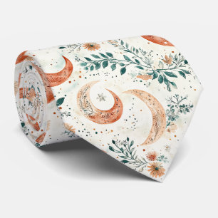 Rustik jordnära boho månad blomster mönster (4) slips