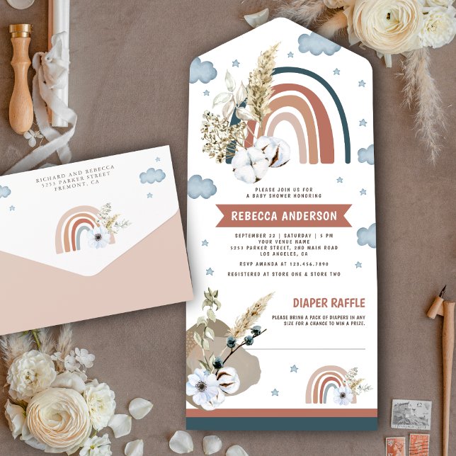 Rustik jordnära Pampas Boho regnbåge Baby Shower (Skapare uppladdad)