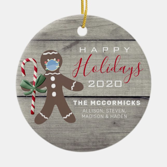 Rustik jul 2020-Pepparkaksgubbens familj Namn Julgransprydnad Keramik (Framsidan)