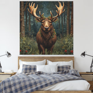 Rustik jul älg hjort boho skog canvastryck