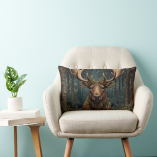 Rustik jul älg hjort boho skog lumbarkudde