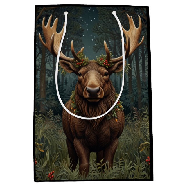 Rustik jul älg hjort boho skogslandskap  (Framsidan)