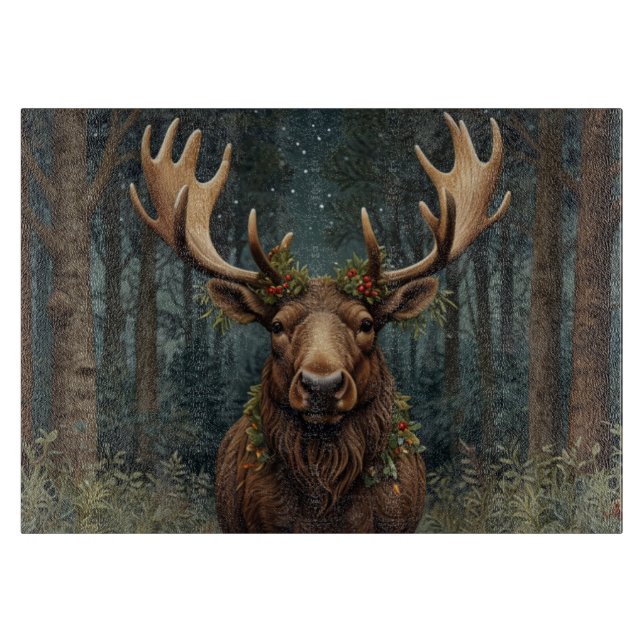 Rustik jul älg hjort boho skogsscen  (Framsidan)