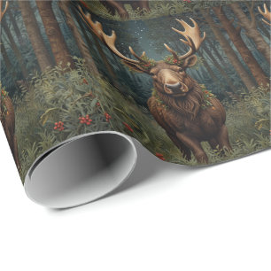 Rustik jul älg hjort boho skogsscen presentpapper