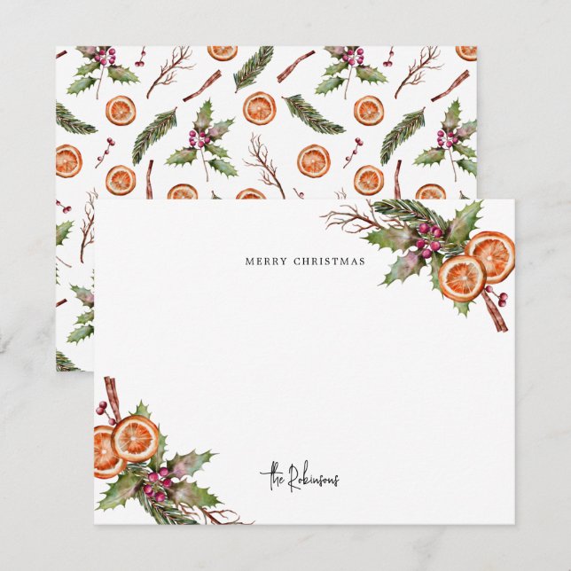 Rustik jul-andetag anteckningskort (Fram/baksida)