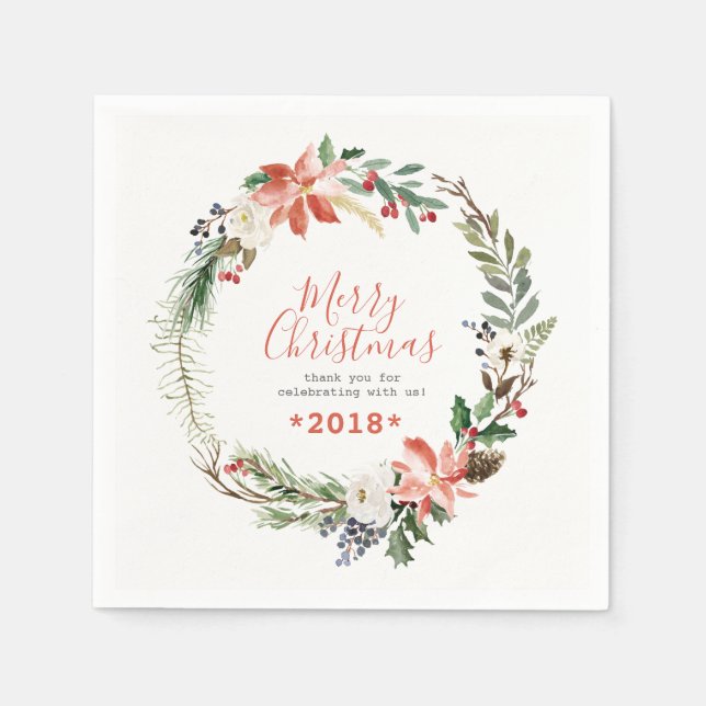 Rustik jul Blommor Wand Pappersservett (Framsidan)