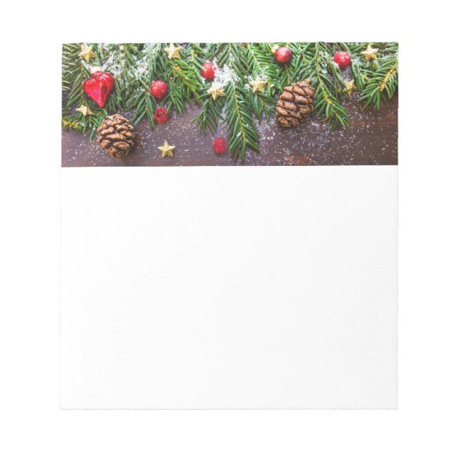 Rustik jul Bord med Gräs och Snö Anteckningsblock (Framsida)